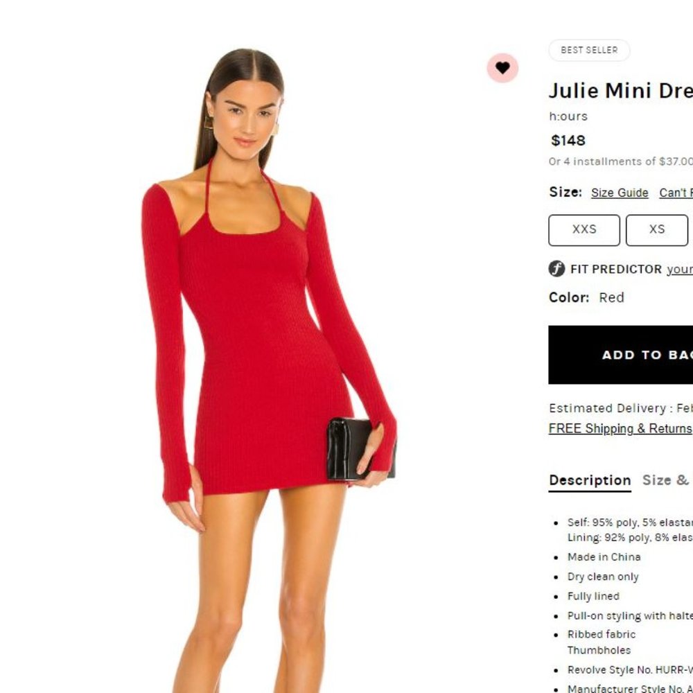 Red Mini Dress with long sleeves REVOLVE